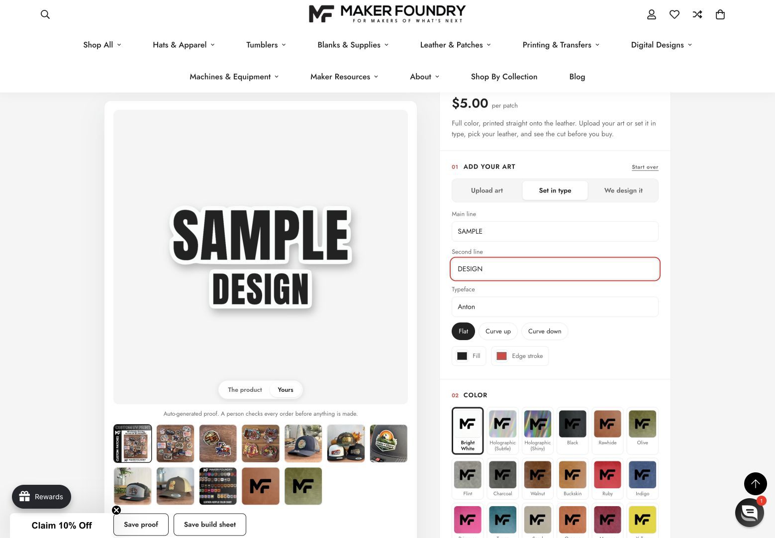 Maker Foundry Shopify store product customization example — apparel & accessories with personalized and logo upload